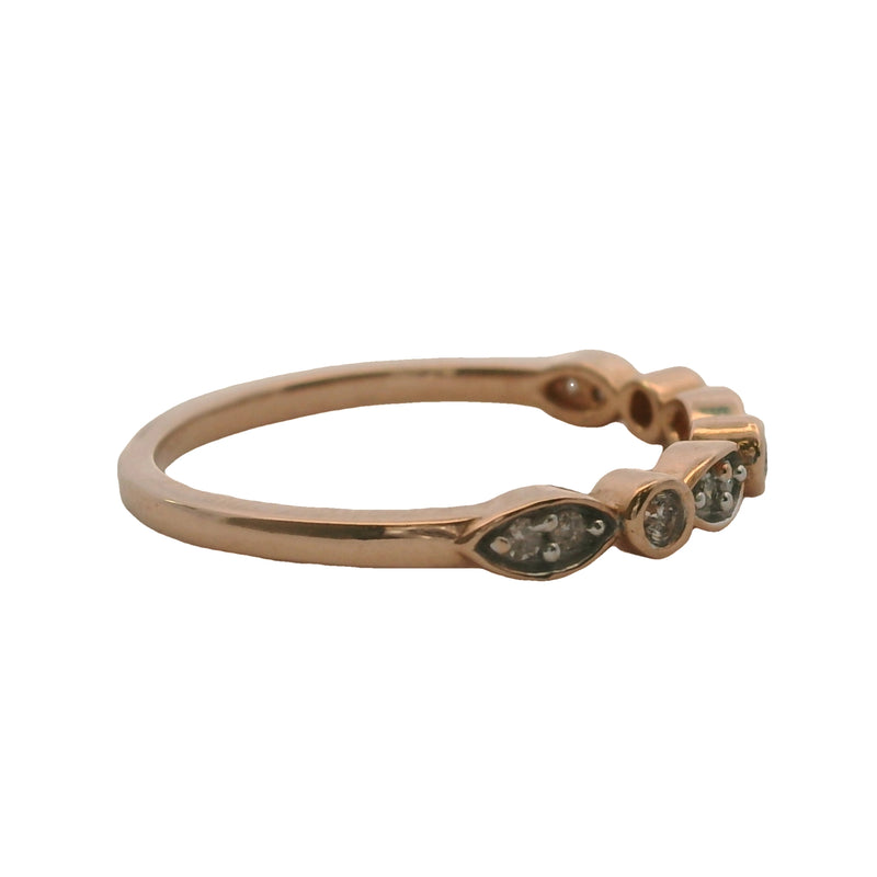 Solid 10kt Rose Gold and 0.11ctw Diamond Accent Wedding Band Ring
