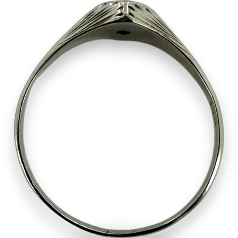 Antique Art Deco 1920s 14kt White Gold Handmade Hexagon Set Diamond Solitaire Ring