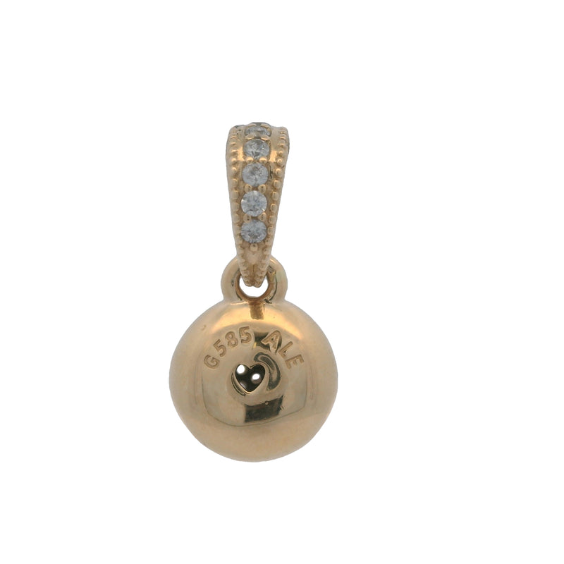 Charm colgante de gota deslumbrante de oro amarillo de 14 kt y circonita cúbica retirado de Pandora