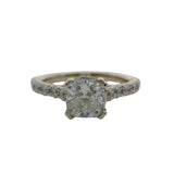 Cushion Cut 0.64ct Diamond Engagement Ring and Diamond Band In 18kt White Gold Size 5