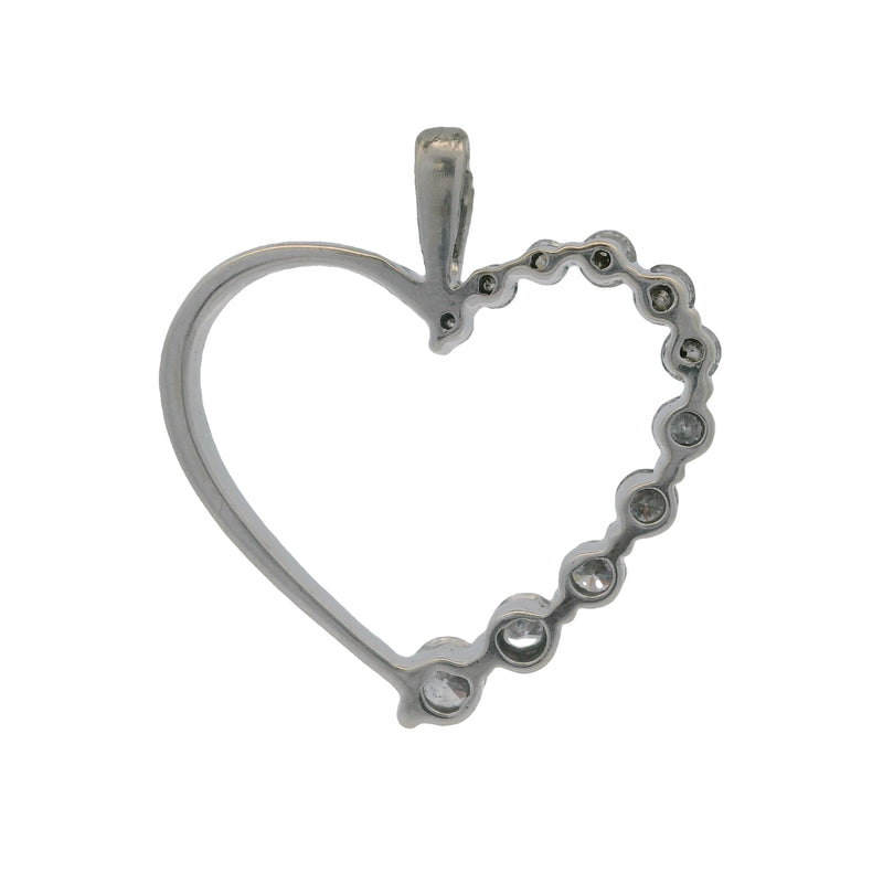 EFFY 14kt Solid White Gold and 1/2ctw Diamond Heart Pendant