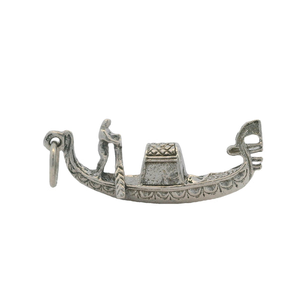Vintage 925 Sterling Silver Travel Gondola Boat 3D Detailed Charm Pendant