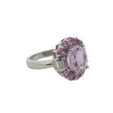 Vintage Effy Bita 14kt White Gold Kunzite and Diamond Halo Cluster Cocktail Ring Size 7