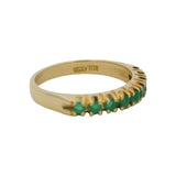 Italian Solid 18kt Yellow Gold and Emerald Half-Eternity Stackable Band Size 5.5