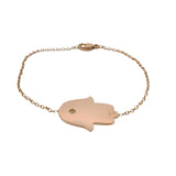 Kimberly McDonald Solid 18kt Rose Gold 6" Hamsa Hand Bracelet with Diamond