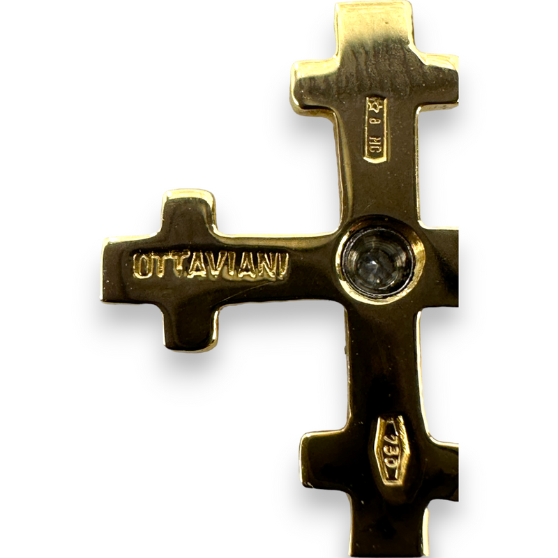 Ottaviani Vintage 18KT 750 Yellow Gold Square Orthodox Cross Pendant Charm