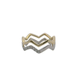 S. Kashi Solid Two-Tone 14kt Gold and 0.33ctw Diamond Zig-Zag Fashion Ring Size 6.5