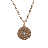 Italian Solid 14kt Rose Gold and CZ Sparkling Circle Pendant Cable Necklace 17.5"