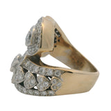 Solid 18kt Yellow Gold and VS 2ctw Diamond Large Heart Bypass Statement Ring Size 6.5