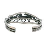 Running Bear 925 Sterling Silver Running Horses and Turquoise Adjustable 6-7" Cuff Bracelet