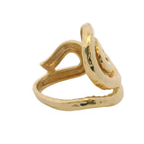 Italian Solid 18kt Yellow Gold Handmade Hammered Spiral Swirl Ring Size 7