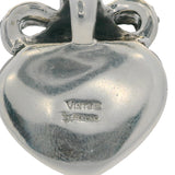 Vintage 925 Sterling Silver Heart and Bow Pendant with Mother of Pearl and Marcasites
