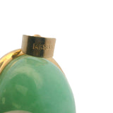 Vintage Solid 14kt Yellow Gold and Bezel-Set Green Jadeite 1.29" Cabochon Oval Pendant