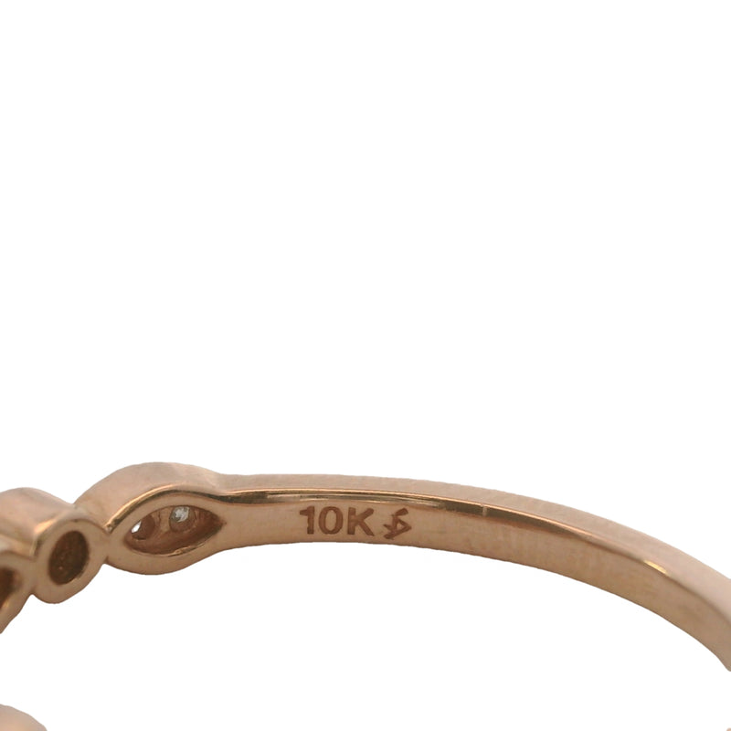 Solid 10kt Rose Gold and 0.11ctw Diamond Accent Wedding Band Ring