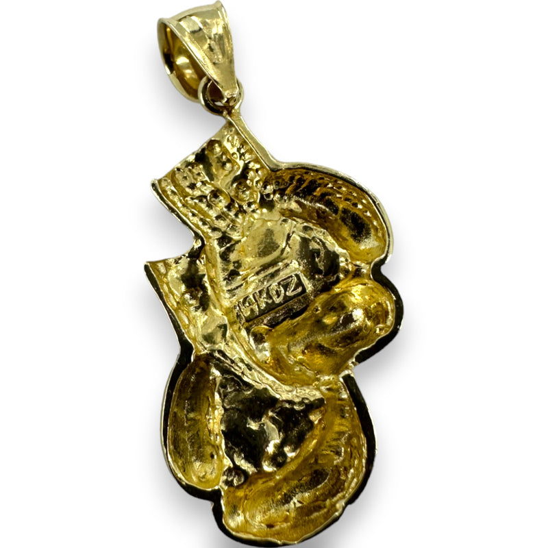 Vintage KDZ Jewelers Solid 14kt Yellow Gold Boxing Gloves Charm Pendant