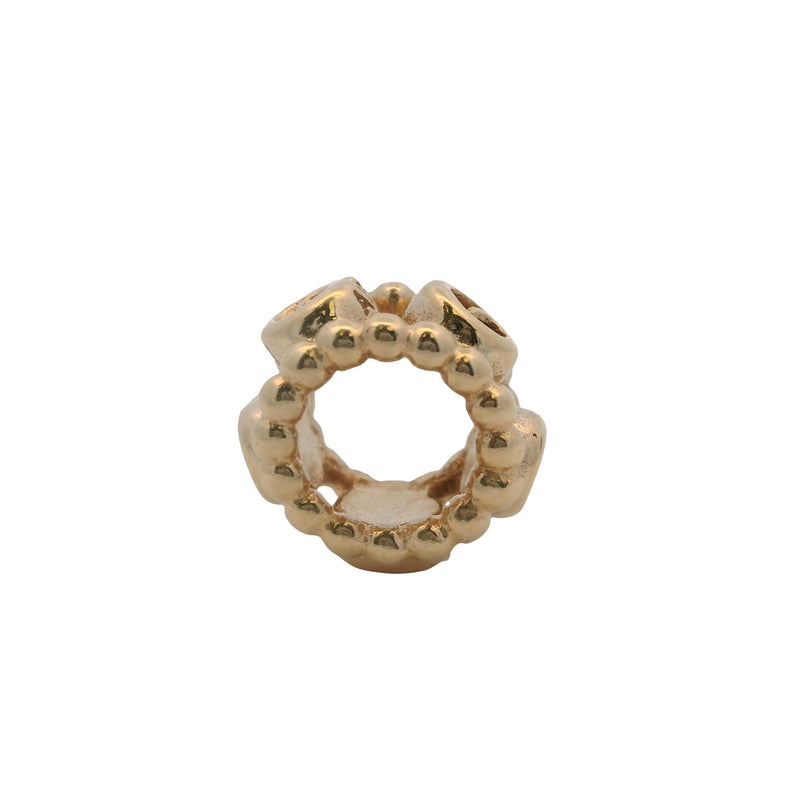 Retired Pandora Solid 14kt Yellow Gold Ring of Roses Spacer Charm