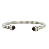 David Yurman Solid 925 Sterling Silver Tourmaline and Diamond Cable Bracelet 7"