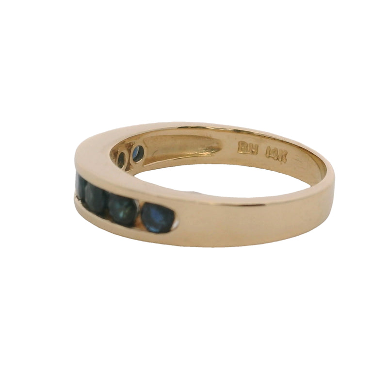 Vintage EFFY 14kt Yellow Gold and Channel Set Graduated Sapphires Ring Band Size 6