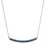Retired Briony Raymond 14kt White Gold Lab Sapphire Curved Station Necklace 16"