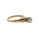 Antique Victorian Unique 2-Tone Gold 0.48ct Old Euro Diamond High Set Solitaire Ring Size 5.25