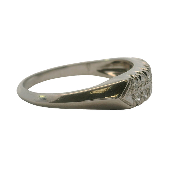 Vintage 1930s Platinum Double Diamond Line Stackable Ring Wedding Band Size 9.75