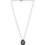 Le Vian 14kt Rose Gold 18" Necklace With Teardrop Pendant with White Diamonds and Blue Sapphires