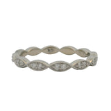 Brilliant Earth Solid 18kt White Gold and Diamond Scalloped Milgrain Eternity Band Ring Size 6