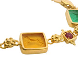 Tagliamonte Italian 18kt Yellow Gold Venetian Glass Animal Intaglio and Ruby 8.25" Bracelet
