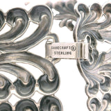 Vintage Danecraft 925 Sterling Silver 1.9" Wide Swirl Floral Double Panel 7.25" Bracelet