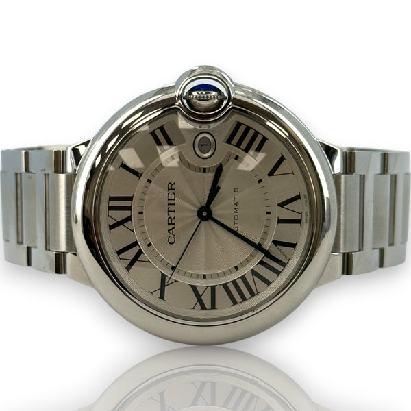 Cartier 3765 Ballon Bleu Date 42mm WSBB0049 Stainless Steel Watch B&P