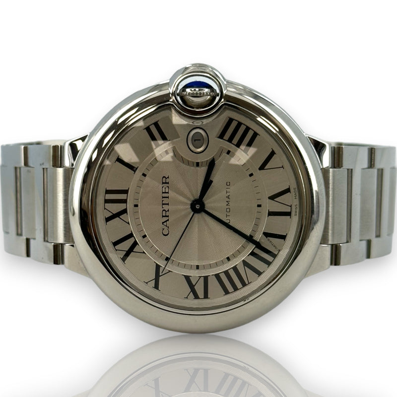 Cartier 3765 Ballon Bleu Date 42mm WSBB0049 Stainless Steel Watch B&P