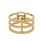 Gucci Italian Retired Solid 18kt Yellow Gold and Diamond GG Running Logo Ring Size 6