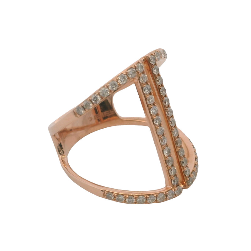 EFFY Solid 14kt Rose Gold and Diamond Cocktail Long Cage Ring Size 7