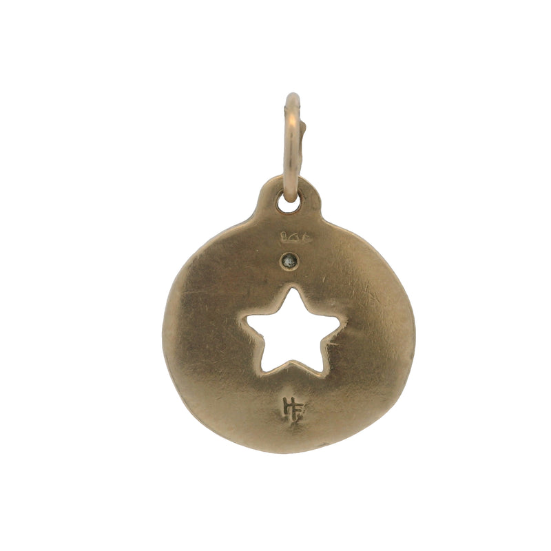 Charm de estrella recortada de oro amarillo de 14 kt de Helen Ficalora con colgante de diamante