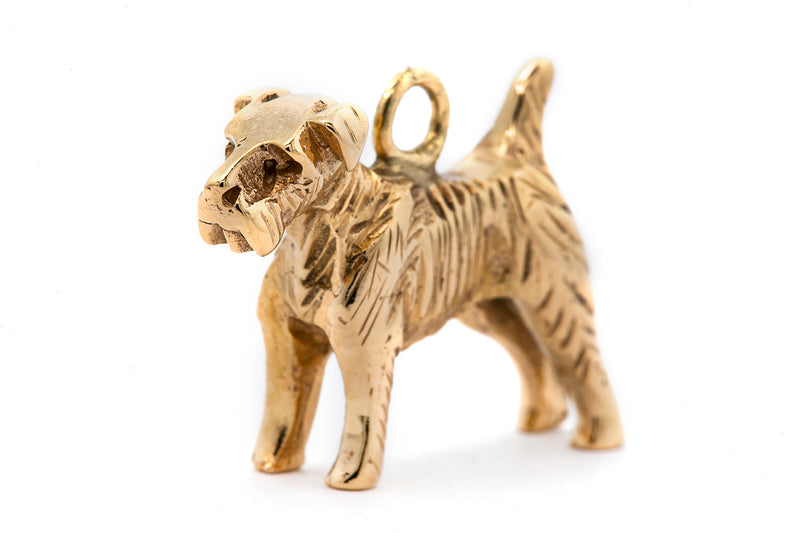 Vintage Solid Gold 14k 585 Dog Terrier 3D Charm Pendant
