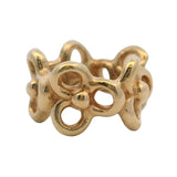 Pandora Solid 14kt Yellow Gold Floral Trinity Flower Spacer Charm