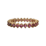 Vintage Solid 14kt Yellow Gold and 0.96ctw Natural Ruby 3.5mm Eternity Band Ring Size 7.75