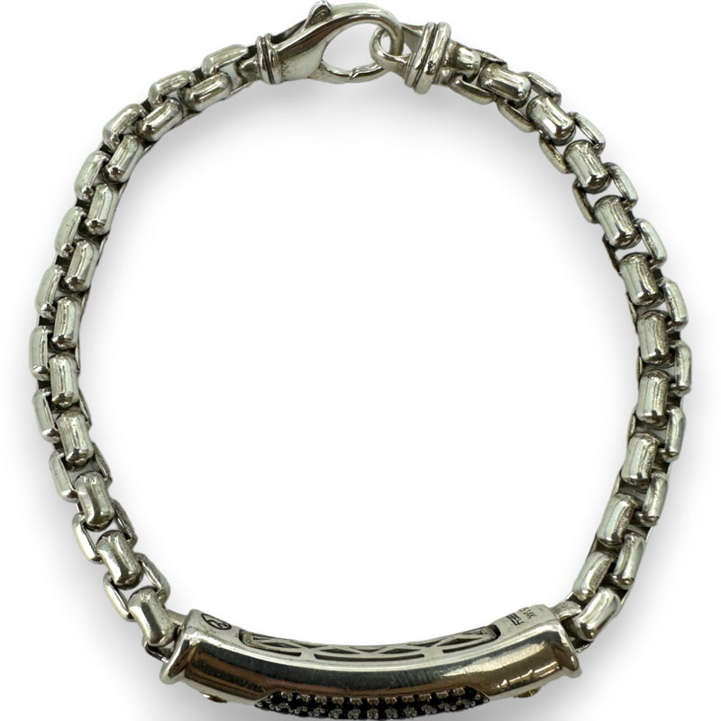 EFFY Jewelry 925 Sterling Silver and 14kt Yellow Gold Bar Bracelet with Black Spinels