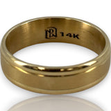 Blue Nile Retired Solid 14kt Yellow Gold Brushed Satin Finish Wedding Band Ring with Polished Sides Size 8.5
