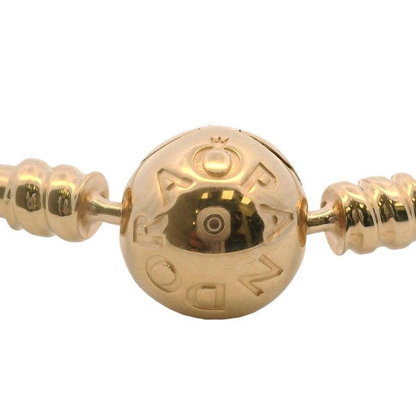 Pandora Moments Solid 14kt Yellow Gold Bangle Bracelet 6.7"