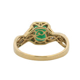 EFFY Solid 14kt Yellow Gold Emerald Cocktail Ring with Diamond Halo and Band Size 10.5