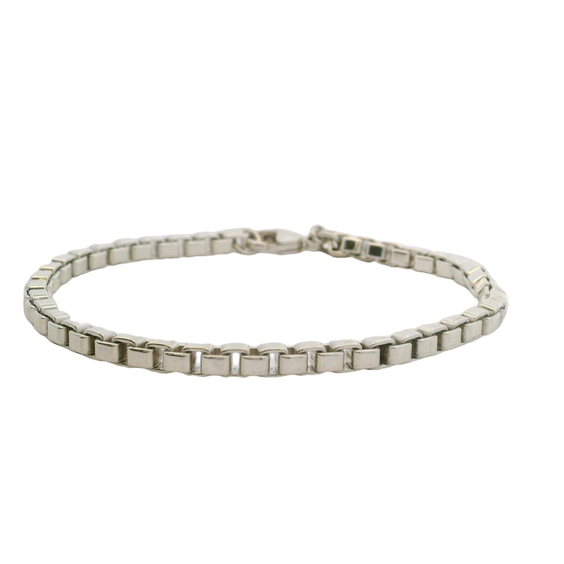 Tiffany & Co 925 Sterling Silver Venetian Link Box Chain 7.5" Bracelet
