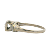 Antique 1930s 14kt White Gold Small Diamond Solitaire Ring Heart Sides Size 5.5