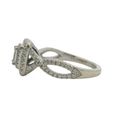 Neil Lane Solid 14kt White Gold 1ctw Emerald Cut Diamond Double Halo Twist Solitaire Ring Size 7