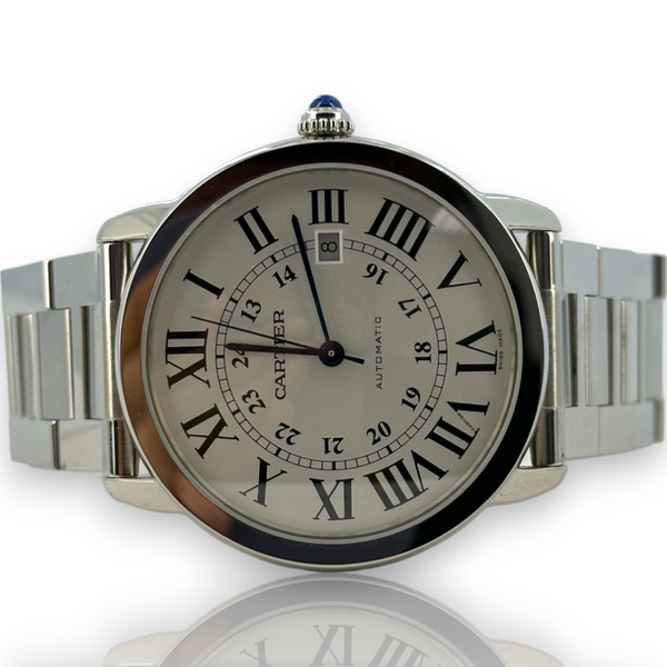 Reloj Cartier Ronde Solo XL 3802 de 42 mm con esfera blanca y acero inoxidable B&amp;P