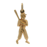 Vintage Solid 14kt Yellow Gold Baseball Batter Player Sports Charm