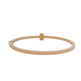 Tiffany & Co T 18kt Rose Gold 0.33ctw Diamond Hinged Wire Bangle Bracelet 6"