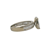 Solid 14kt White Gold 1.38ctw Diamond Cluster Circle Statement Ring with Baguette Sides Size 7