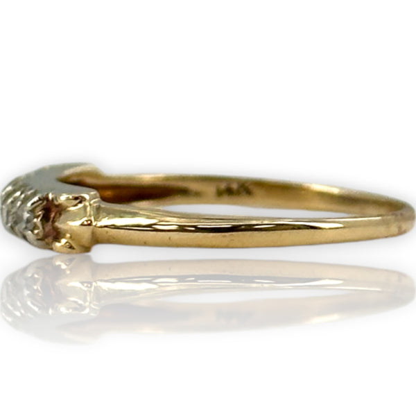 Vintage Granat Bros 1950s "First Lady" Collection 14kt Yellow Gold 5-Stone Diamond Wedding Accent Band Ring Size 8.5