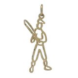 14kt Yellow Gold Baseball Player Hitter Outline Charm Pendant